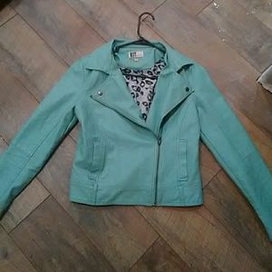 Light teal leather jacket